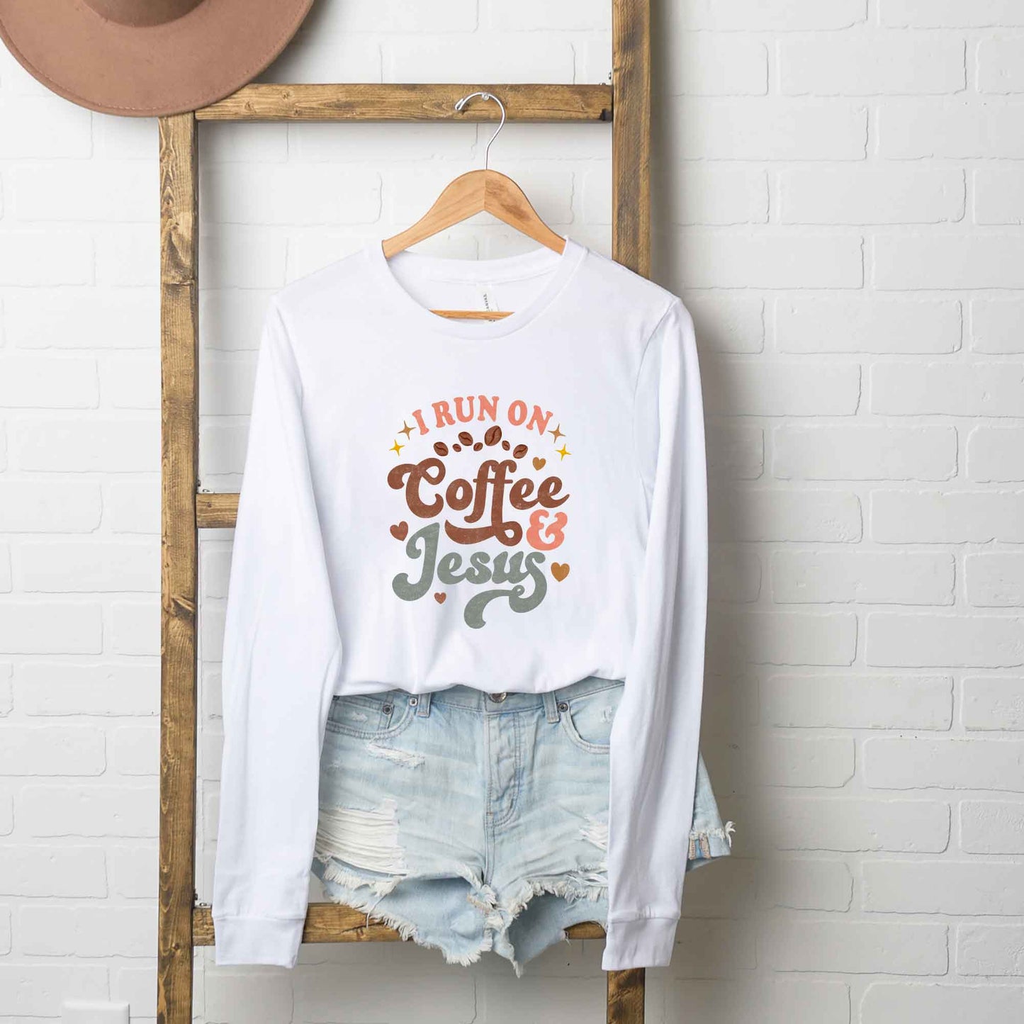 Coffee and Jesus Colorful | Long Sleeve Crew Neck