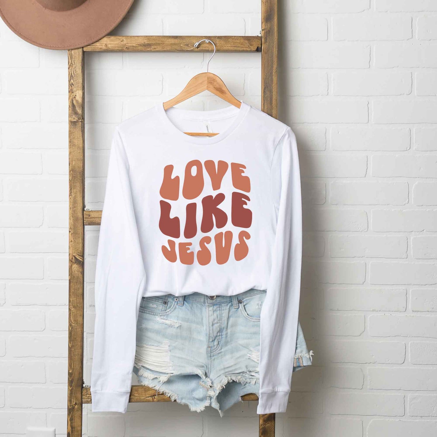 Retro Love Like Jesus | Long Sleeve Crew Neck