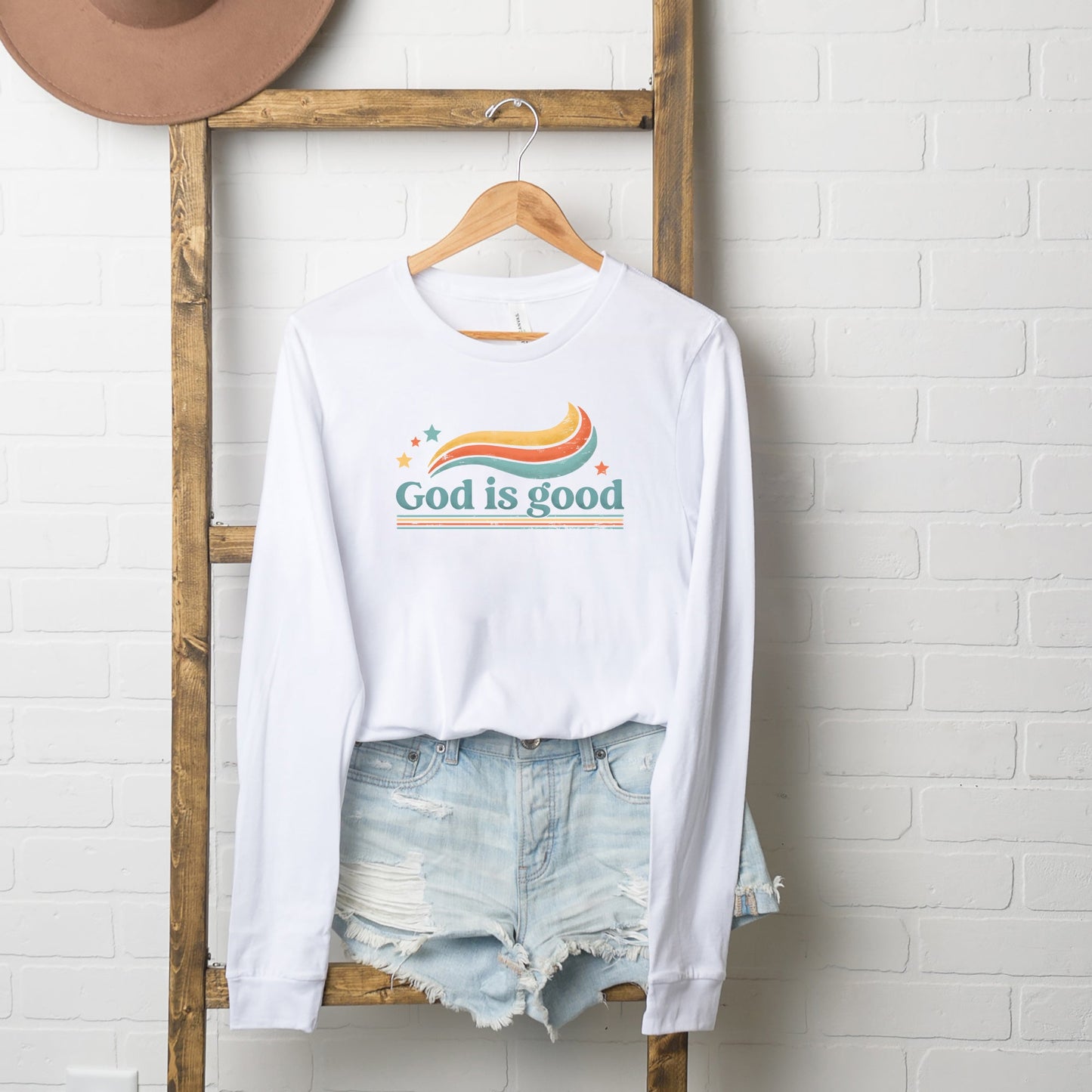 Retro God Is Good | Long Sleeve Crew Neck