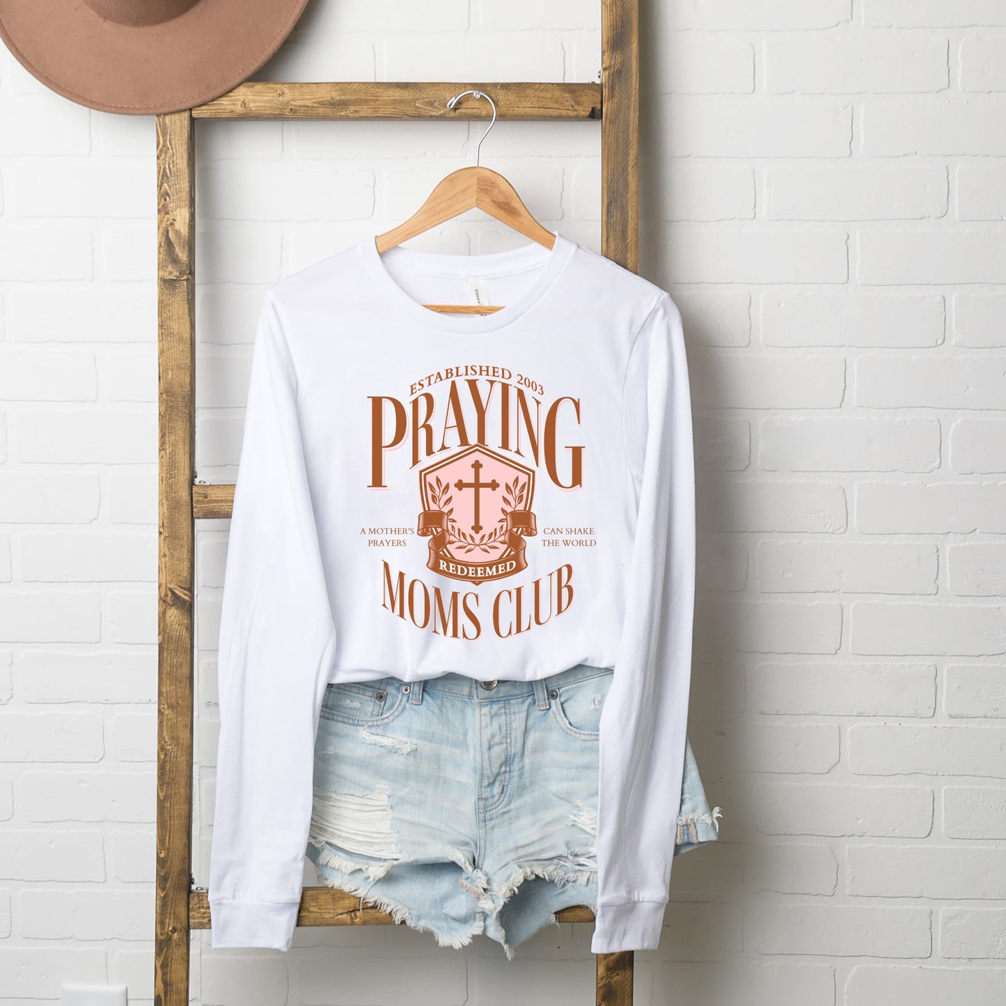 Praying Moms Club Cross | Long Sleeve Crew Neck