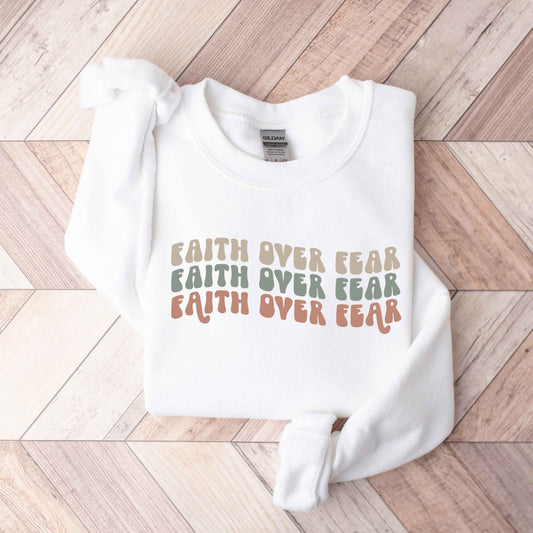 Faith Over Fear Stacked Wavy | Sweatshirt