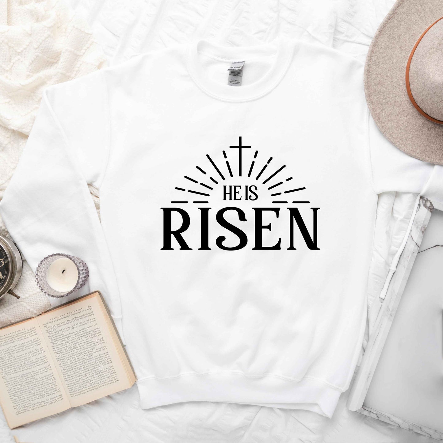 He Is Risen Cross In Sun Ray | Sweatshirt