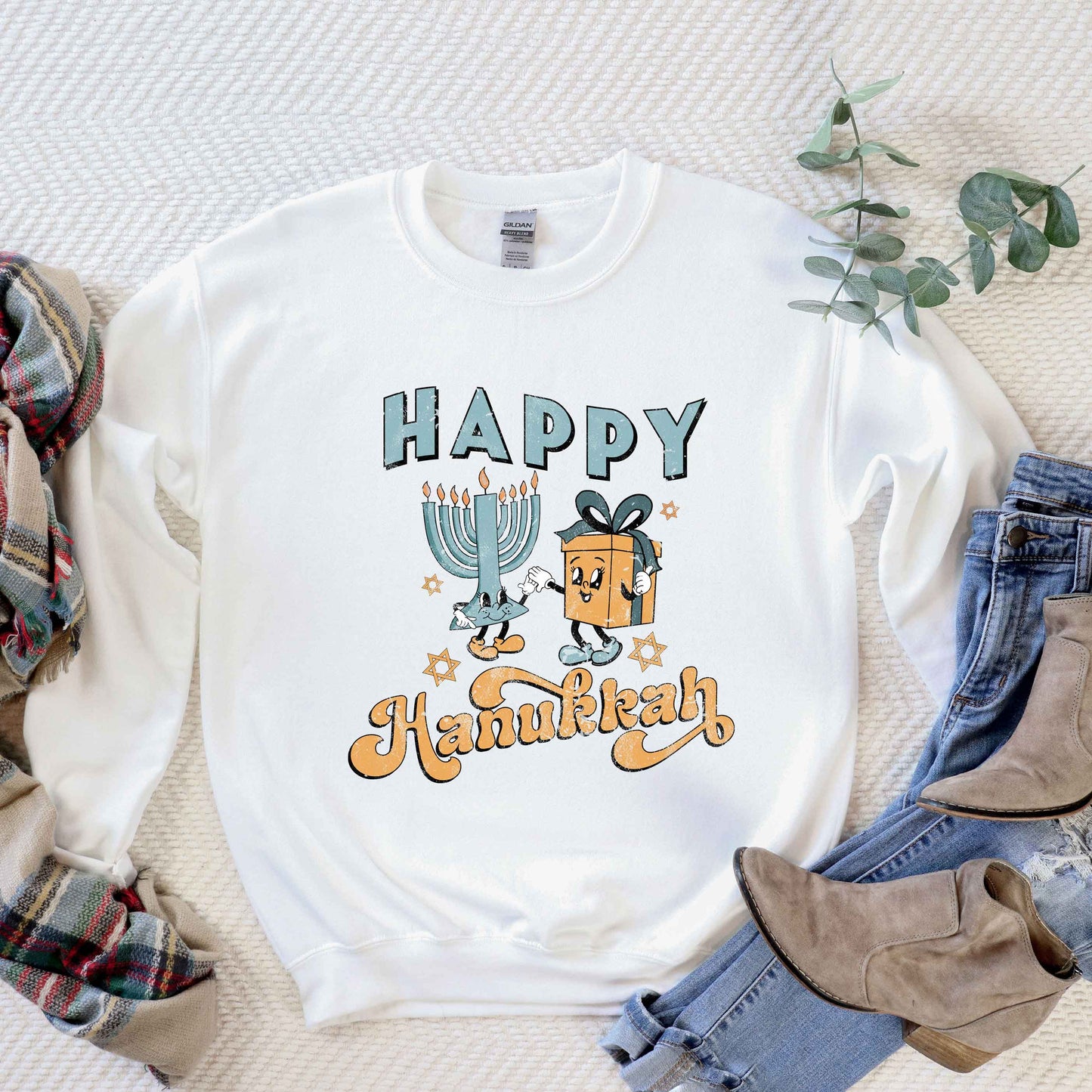 Happy Hanukkah Distressed | Sweatshirt