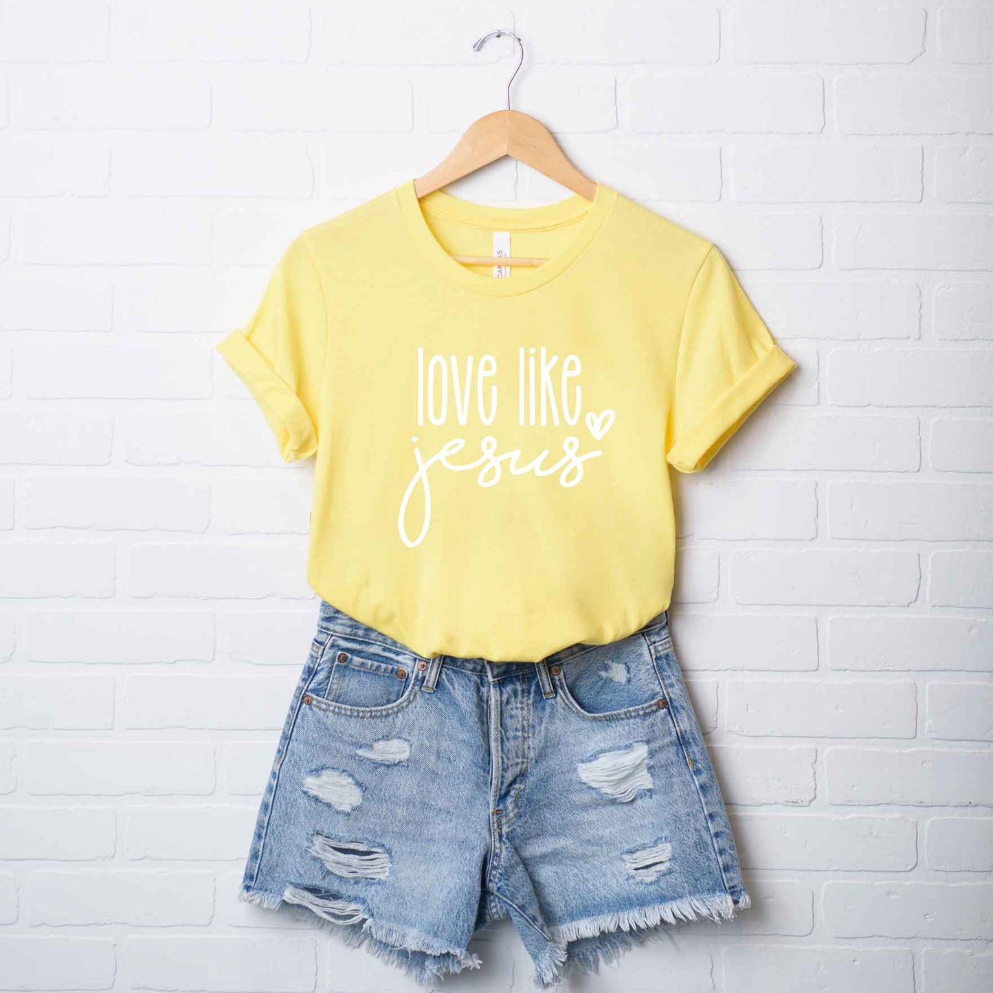 Love Like Jesus Cursive Heart | Short Sleeve Crew Neck